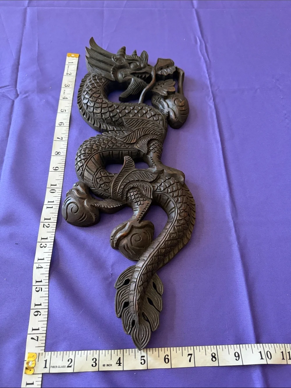 Vintage Hand Carved Wood Asian Dragon 🐉